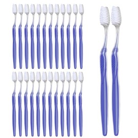 ZSYAYUNA 100 Pack Blue Handle Toothbrushes, Bulk Toothbrush Individually Wrapped, Disposable Travel Toothbrushes 100 Pcs Blue