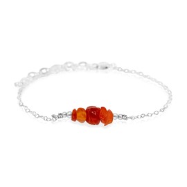 Carnelian Chip Bead Bar Bracelet in Sterling Silver