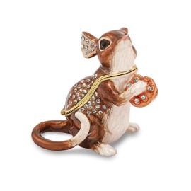 Luxury Giftware by Jere Bejeweled Mouse w/ Cheese Trinket Box