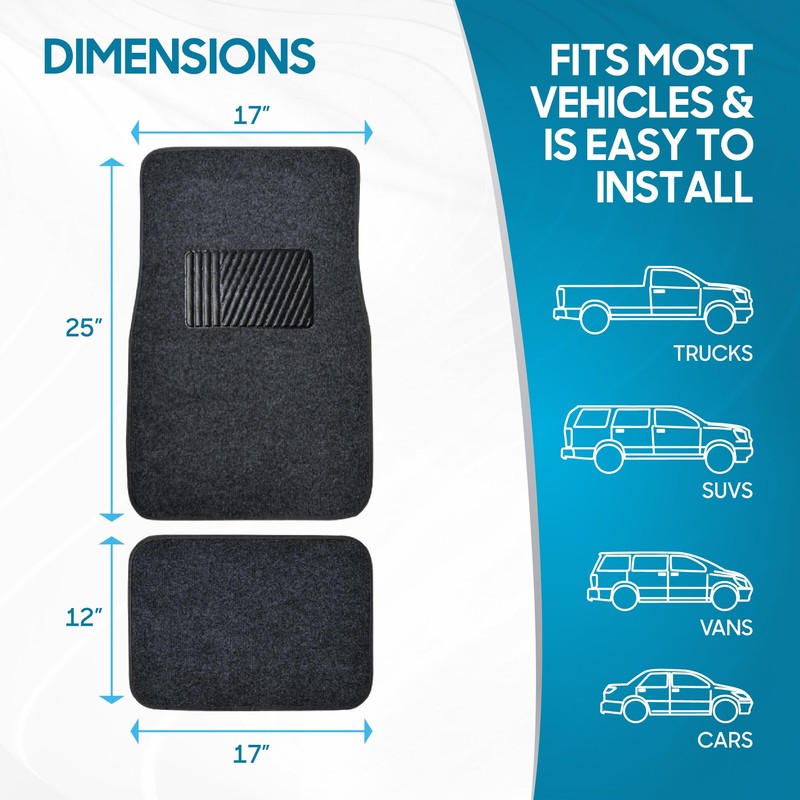BDK Classic Carpet Floor Mats for Car & Auto -