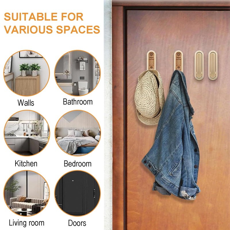 ZcrPrn Foldable Wall Hook, Hanger Hooks, 2 Pcs Gold Heavy