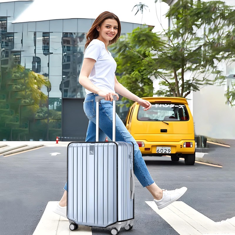 Jeinbuil Suitcase Protective Cover Travel Suitcase Protective Cover Blue Transparent