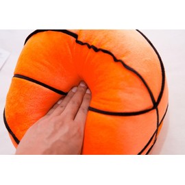 XIYUAN 11inch Stuffed Sports Balls Toy Round Plush Football Basketball Pillow Soft Durable Soccer Throw Pillow Sports Theme Room Decoration Ball Games Sports Gift(Circular Basketball)