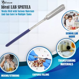 A2Z Scilab New Stainless Steel Micro Lab Scoop Spoon Spatula Sampler, Vinyl Grip Handle 6"