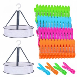 Clothes Pegs with Basket, Pack of 60 Clothes Pegs with Bag, Clothes Pegs Without Imprint, Colourful Plastic Clips for Hangers, Clothes, Socks