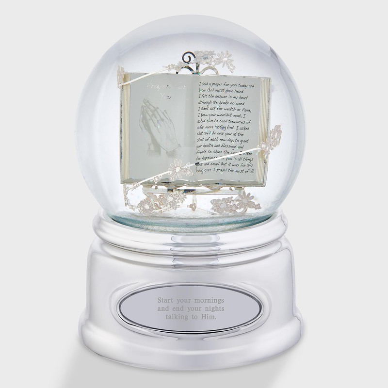 THINGS REMEMBERED Engraved Praying Hands Musical Snow Globe, Plays “Amazing