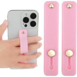 2 PCS Phone Strap Cell Grip Holder  Loop Finger Holders Silicone Kickstand for Most Smartphones(White) - Model: pink