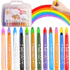 AUPERTO 24 Colours Wax Crayons Set Non-Toxic Washable Toddlers No Dirty Hands Wax Crayons Twistable Colouring Pencils No Mess Multicoloured Colouring Pencils Perfect for Creative Art Projects
