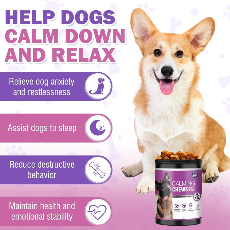 TTLXRL Calming Chews for Dogs Hemp Chicken Flavor Anxiety Relief