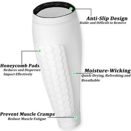 Tapis Design Schienbeinschoner Fußball, 1 Paar Schienbeinschoner Aufprallschutz, Ski Schienbeinschoner mit Wabenpolstern, Schienbeinschoner für Männer, Frauen & Kinder (Weiß, S)