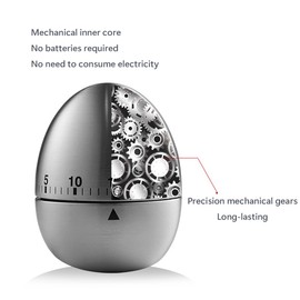 Mobxpar Mechanical Egg Timer, Stainless Steel Kitchen Timer, Egg Shaped Funny Timer Kitchen Timer