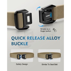 FAIRWIN Belt for Men, Quick Release Tactical Belt, Military Work 1.5" Stretch Nylon Web Belt with Heavy Duty Seatbelt Buckle
