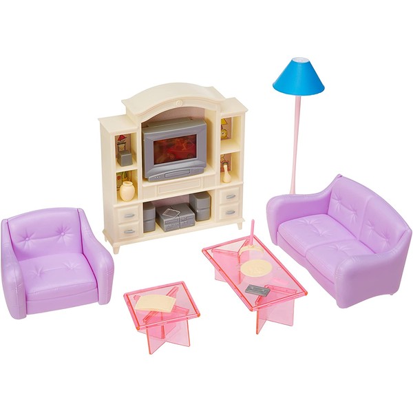 My Fancy Life 24012 Dollhouse Furniture, Living Room with TV/DVD Set and Show Case Play Set