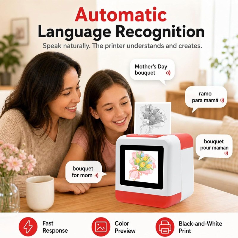 Lqqyee Smart AI Voice Sticker Maker Machine,Mini Sticker Printer for