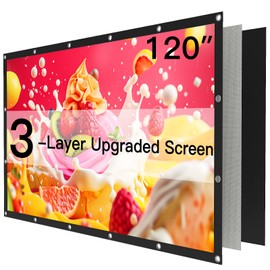 Pipishell 120 Inch 3-Layer Upgraded Projector Screen,16:9 4K UHD Outdoor Movie Screen, Foldable & Hand-Washable,Portable Projector Screen for Backyard Movie Nights,Home Theater Movie,and RV Camping
