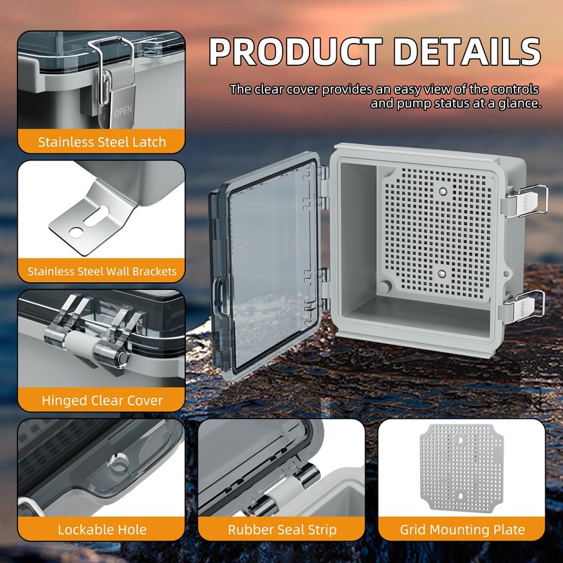 Joinfworld 6x6x4 Outdoor Electrical Box Weatherproof Junction Box Plastic Clear
