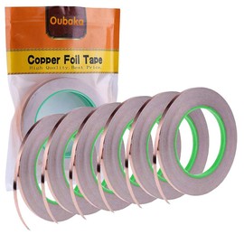 6 Pack Copper Foil Tape,Double-Sided Conductive Copper Tape with Adhesive for EMI Shielding,Stained Glass,Soldering,Electrical Repairs,Paper Circuits,Grounding (1/4inch X 21.8yards)