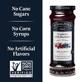 St. Dalfour Cranberry with Blueberry Fruit Spread - 10oz - 100% from Fruit, No Artificial Ingredients, Non GMO, No Cane Sugars, All Natural - Pack of 6