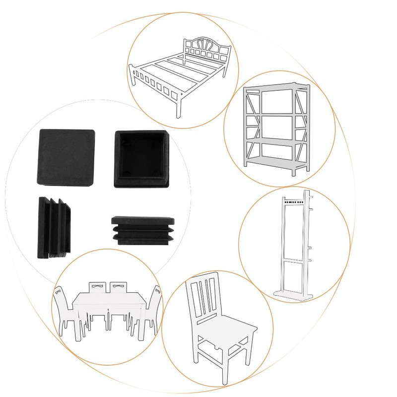sourcingmap 12 Pieces Black Plastic Square Blanking End Caps Inserts