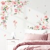 decalmile Large Pink Peony Flower Wall Stickers Rose Hanging Floral