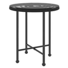 SKM Dining Table Black Ø19.7 Tempered Glass and Steel (5.45 KG/11.99 LBS)