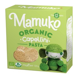 Mamuko Capellini Pasta for Kids - Whole Wheat, Non-GMO Pasta to Support Healthy Growth & Development - Vegan Pasta is Ideal for Toddlers 12+ Months - 12 Servings - 320g/11.3oz
