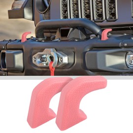 JWWY Bumper Tow Hook Covers Tow Trailer Hitch Receiver Cover Towing Hitch Rubber Sleeve Protector Cover Trim Fit for 2007-2025+Jeep Wrangler JL Gladiator JT 4XE JK Exterior Accessories 2pcs Pink