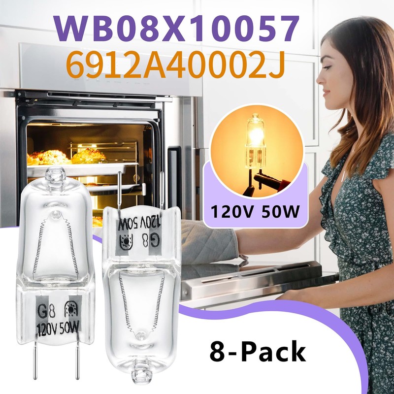 HUTUDAN 8-Pack 6912A40002J Microwave Halogen Light Bulb, 120V 50W G8