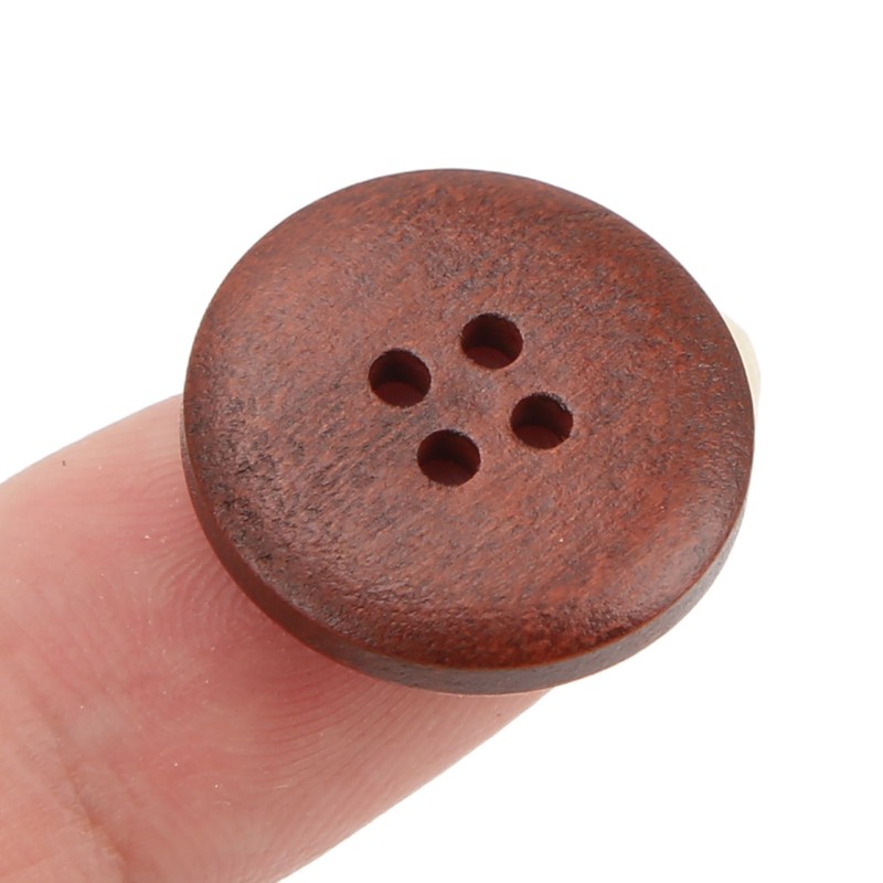 100Pcs Wooden Button 20mm 4 Holes Delicate Cute Waterproof Clothing