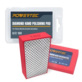 POWERTEC Diamond Hand Polishing Pads 100 Grits 2Pack, Diamond Sanding Block for Polishing and Grinding Porcelain, Ceramic Tile, Glass, Granite, Stone, Wood & Metal (71905-P2)