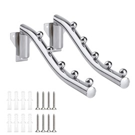 Folding Wall Mount Clothes Hanger Metal, 2 Pack Laundry Hanger Drying Rack Foldable with Swing Arm 180°Rotation Stainless Steel Retractable Wall Mounted Bathroom Clothes Rack Balcony Coat Hooks