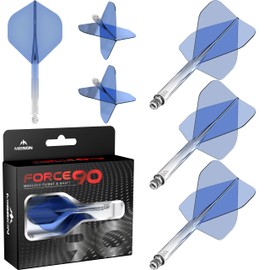 Mission Darts Force 90 | Integrated Precision Molded Dart Flights and Shaft System, 3 Pack, Professional Highly Durable Combined Dart Flights and Shafts, Standard #2 (Blue)