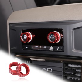 Aotumcer Rear Air Conditioning Control Knob Ring Trim Compatible with Hummer EV 2022-2026 SUV/SUT Back Climate Air Conditioner Button Cover Accessories 2Pcs (Red)