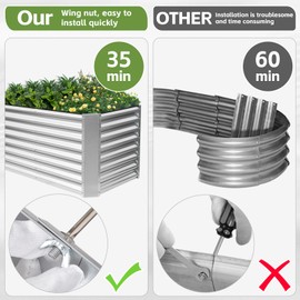 GoCampDirect 4x2x2ft (2 Pack) Raised Garden Bed - Galvanized Deep Root Planter Boxes Outdoor with Wing Nuts and Safety Edges for Gardening Vegetables, Flowers, Herbs, Succulents - Silver