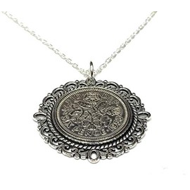 OCC Old Coin Cufflinks Fancy Pendant 1949 Lucky sixpence 76th Birthday plus a Sterling Silver 18in Chain