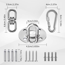 Xinsenke Deckenhaken Schwerlast, 360° drehbare Hängesessel Halterung bis 400KG, 304 Edelstahl Hängemattenhaken für Yoga, Boxsack und Hängemattenbefestigung an Holz- und Betondecke