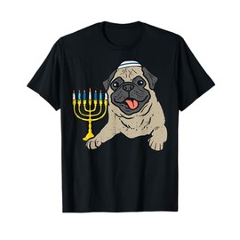 Jewish Pug Dog Menorah Hanukkah Pajamas Chanukah PJs T-Shirt