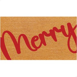 THEODORE MAGNUS Christmas Door Mat - Welcome Mat for Front Door with Non-Slip Backing - Durable Doormat - Perfect for Outside Entrance Matt - Outdoor/Indoor - Merry Berry - 17" x 30"