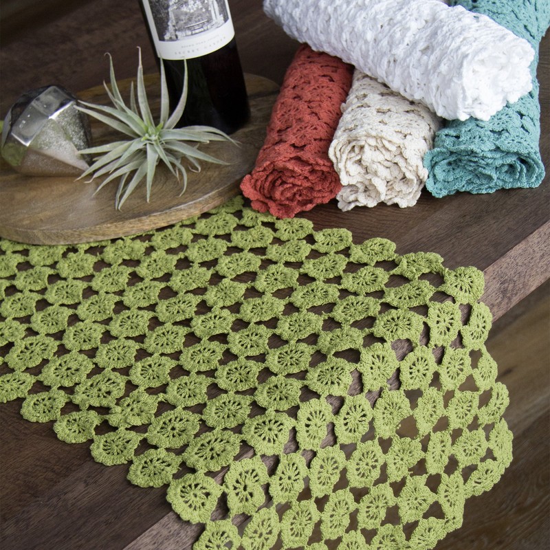 Heritage Lace Crochet Envy Table Runner, Teal