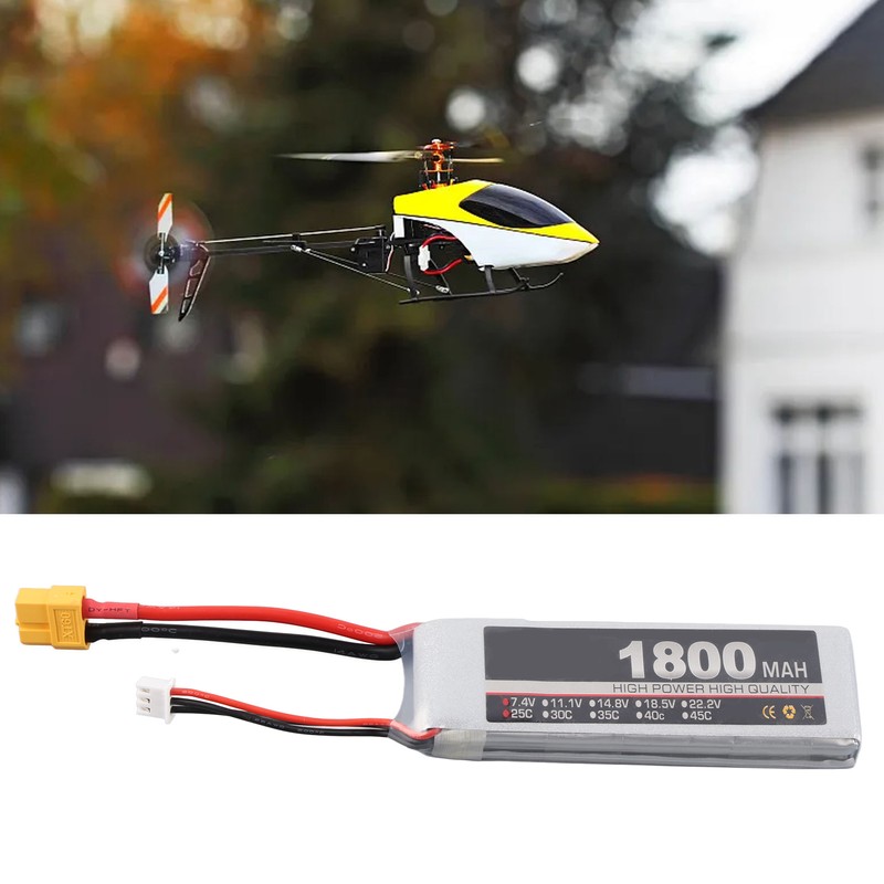 RC LiPo Battery 7.4V 2S 1800mAh 25C Rechargeable Lithium Polymer