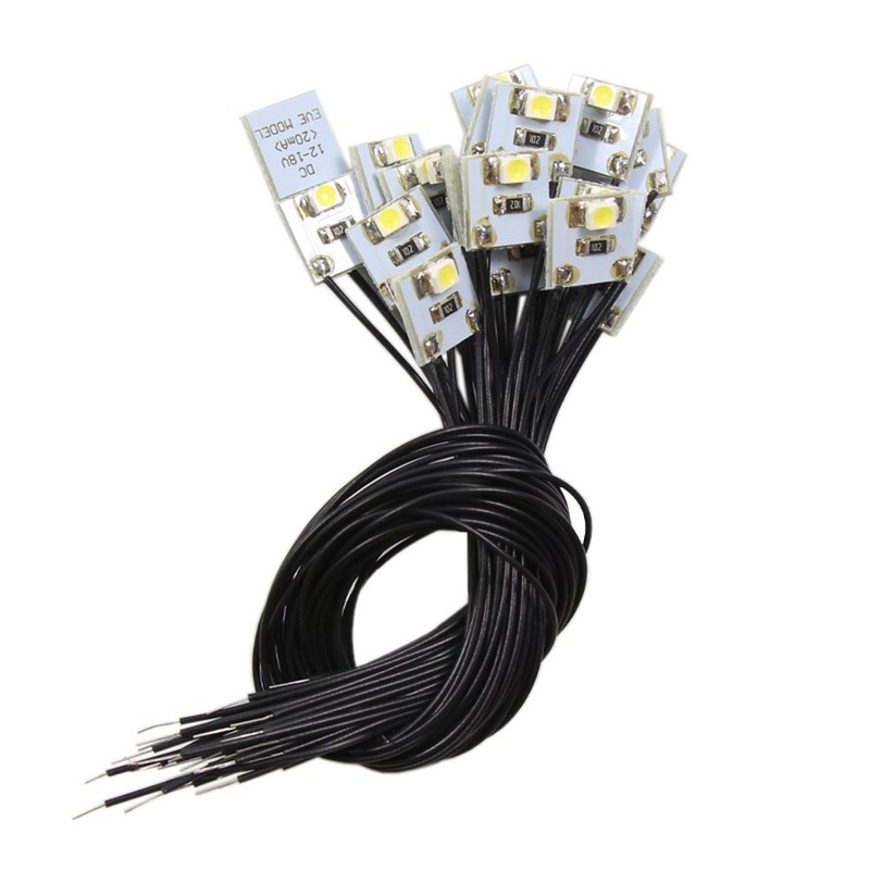 Wired SMD 3528 Chip LED White with Resistor, Pack of