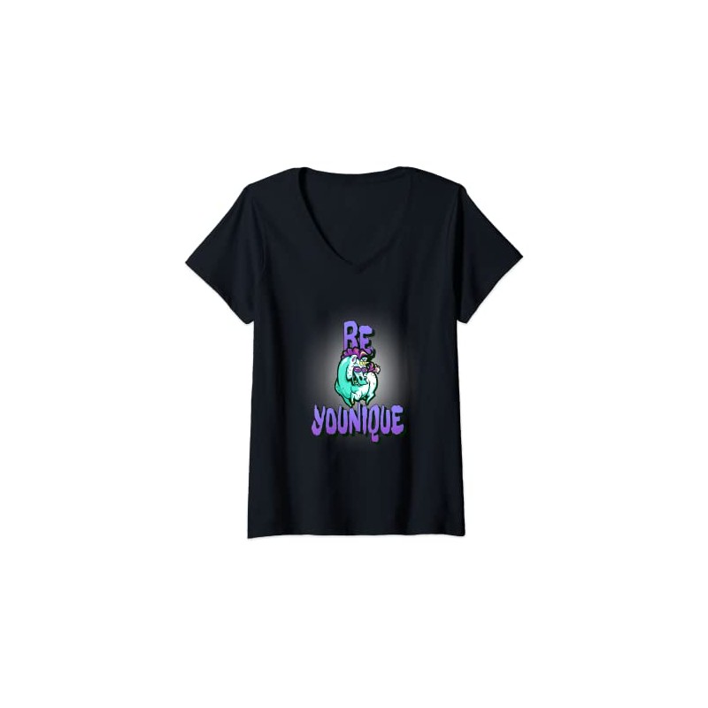 Damen Be Younique Tee Einzigartiges Einhorn Goofy T-Shirt mit V-Ausschnitt
