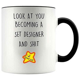 Congratulation Gift For Men Women Or Coworkers, Look At You Becoming A SET DESIGNER Mug 11oz White Ceramic, Inner + Handle Black