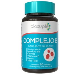 BIOSUPLE Complejo B 90 Cápsulas | Vitaminas del Complejo B con Jalea Real, Hierro y Levadura de Cerveza | Apoyo Energético Diario | Suplemento Aliment