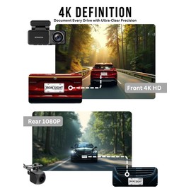 IRON SIGHT Dash Cam Front and Rear, 4K+1080P Dual Camera for Cars - Includes Hardwire Kit 24H Parking Mode - 3.2” IPS Screen - Built-in WiFi GPS & App Control- Night Vision - G-Sensor - Loop Recording