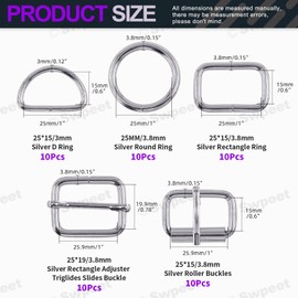 Swpeet Mixed Styles Metal Buckles Assortment Kit (3/4 Inch, Silver)