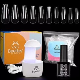 Beetles Nail Tips And Glue Gel Nail Kit, 2 In 1 Nail Gel An