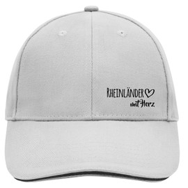 huuraa Cappy Hat Rheinländer with Heart Gift Unisex Cap Rheinländer Gift Idea, Dark grey/white, Unit size