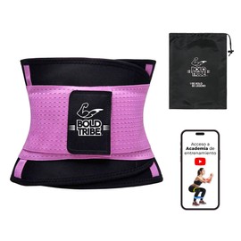 BOLD TRIBE Faja Moldeadora - Fajas Reductoras con Doble Compresión para Gym, Crossfit y Entrenamiento - Fajas Colombianas - Soporte Lumbar - 30 cm de Alto, Talla S - Color Rosa