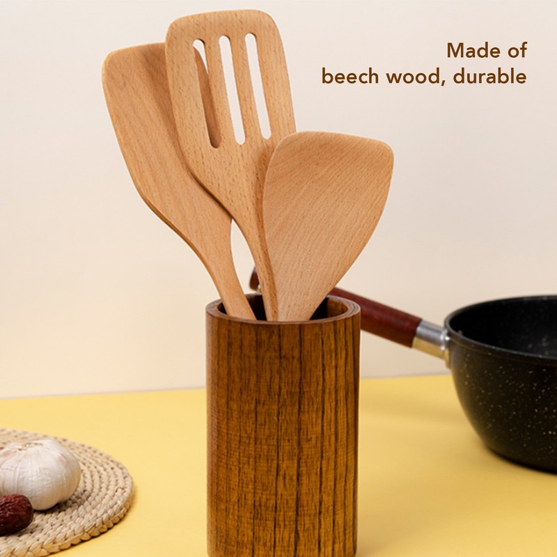 3Pcs Wooden Spatula Set Heat Resistant Light Weight Kitchen Cooking